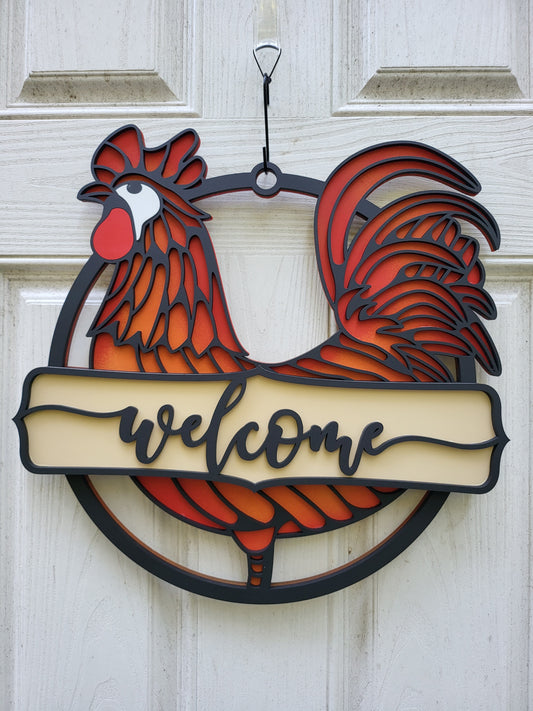 3D Rooster Door Hanger